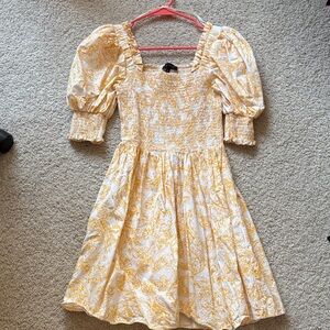 boutique yellow floral mini dress XS